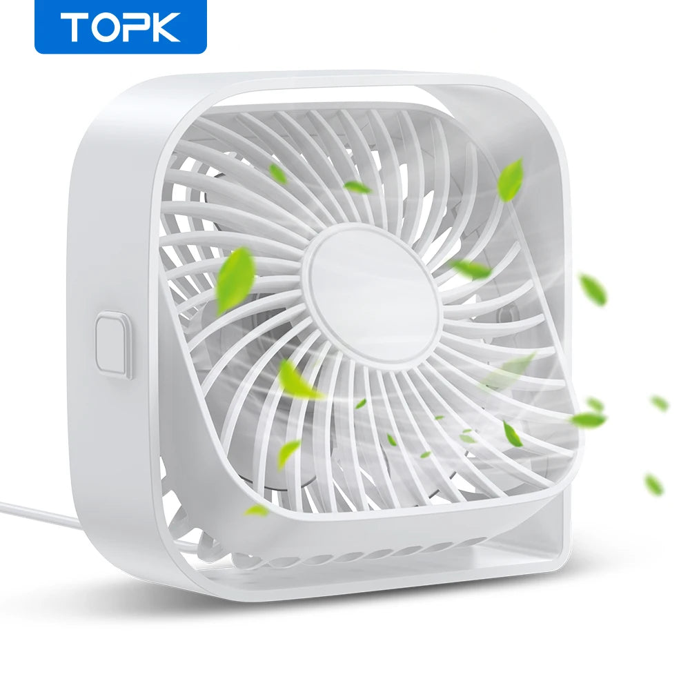 TOPK Mini USB Desk Fan 3 Speed 360° Rotatable Quiet Fan