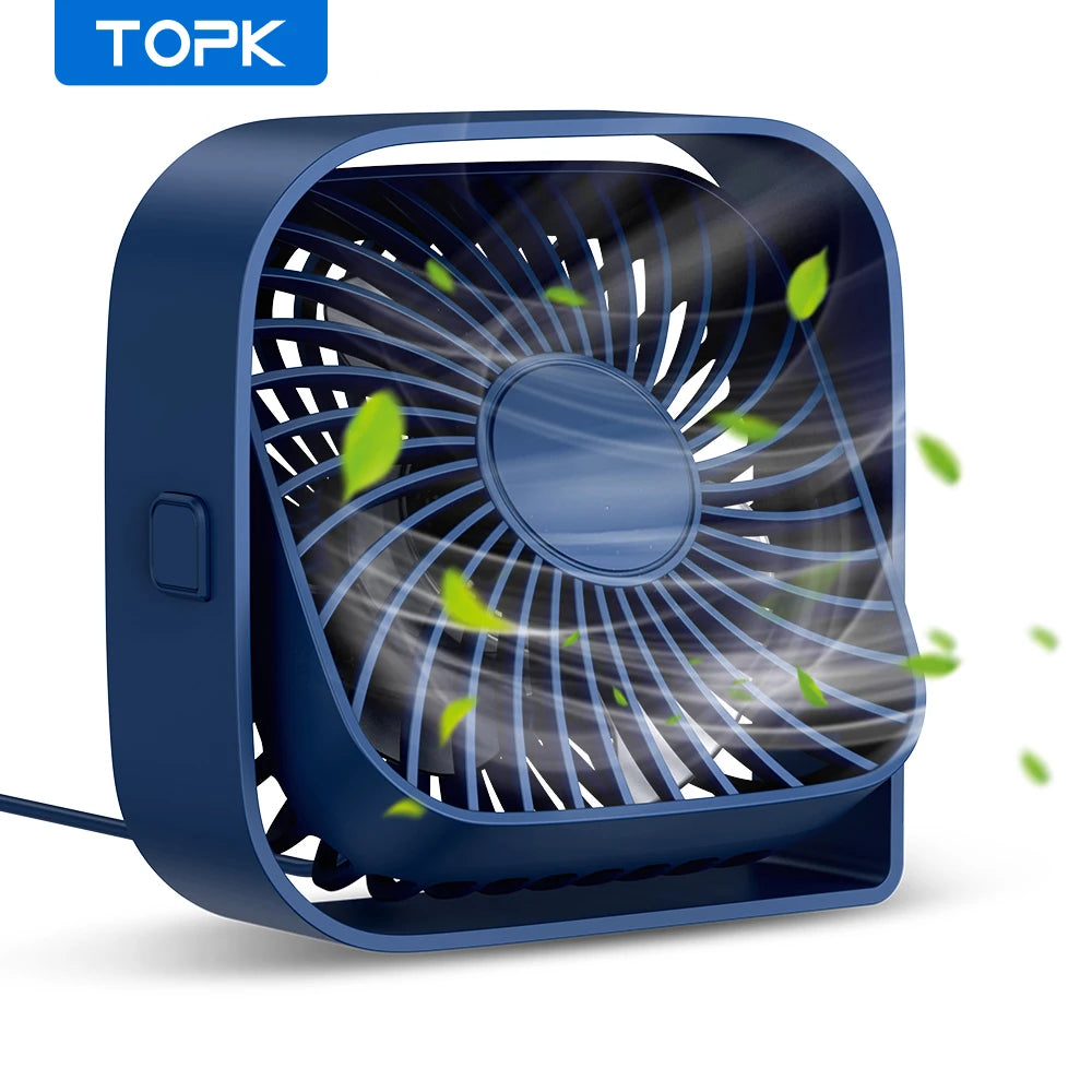 TOPK Mini USB Desk Fan 3 Speed 360° Rotatable Quiet Fan