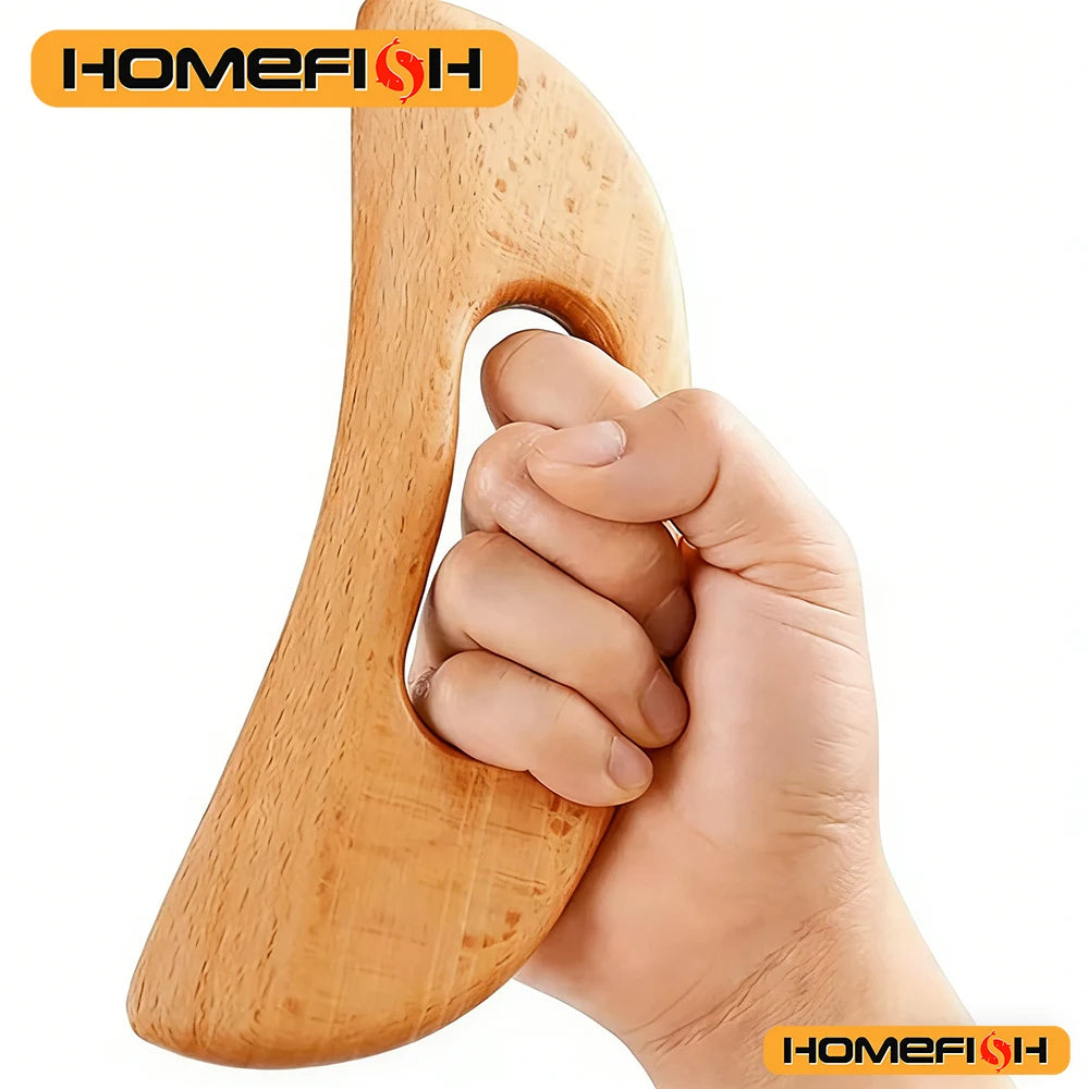 Wooden Gua Sha Scraping Board UK Half-Moon Body Massage Tool