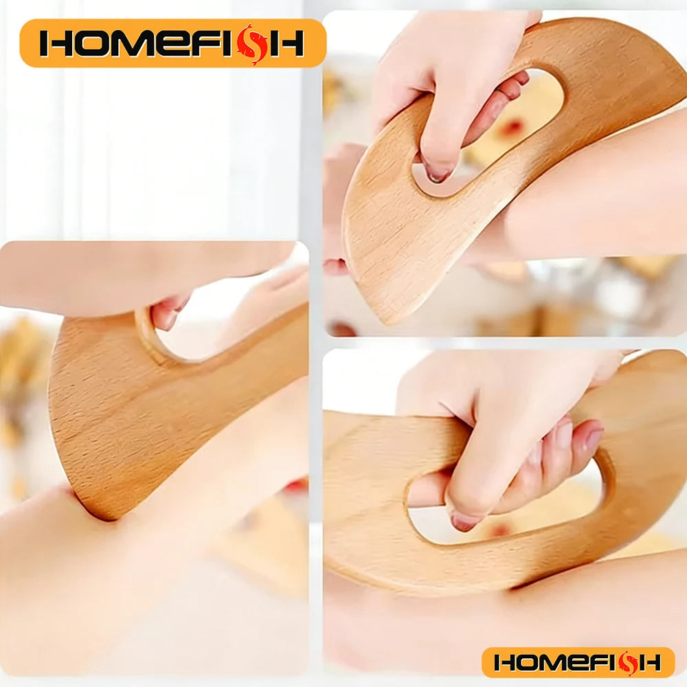 Wooden Gua Sha Scraping Board UK Half-Moon Body Massage Tool