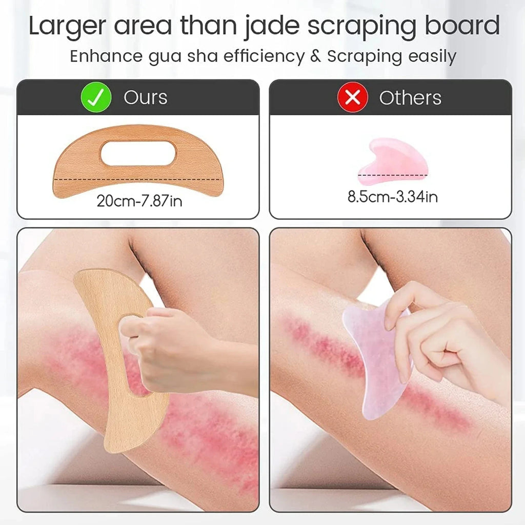 Wooden Gua Sha Scraping Board UK Half-Moon Body Massage Tool