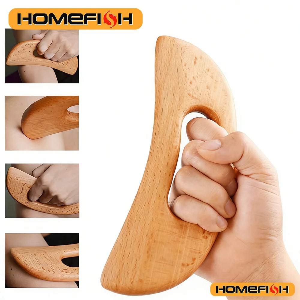 Wooden Gua Sha Scraping Board UK Half-Moon Body Massage Tool