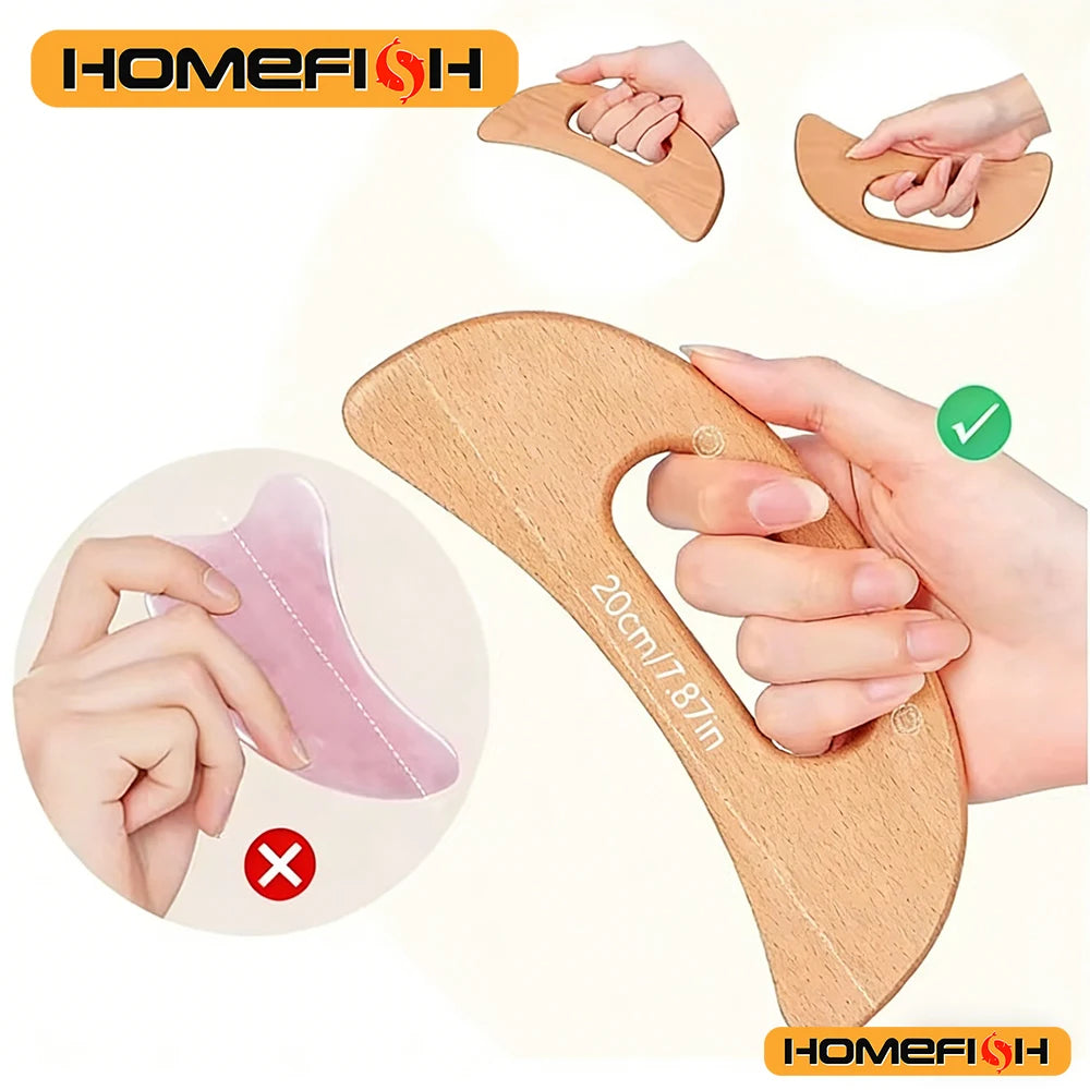 Wooden Gua Sha Scraping Board UK Half-Moon Body Massage Tool