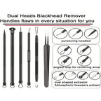 acne needle clip tool diagram showing different extractor tips for nose pore cleaning and pimple popping
