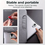 Adjustable laptop stand displaying side profile view for comfortable typing angle