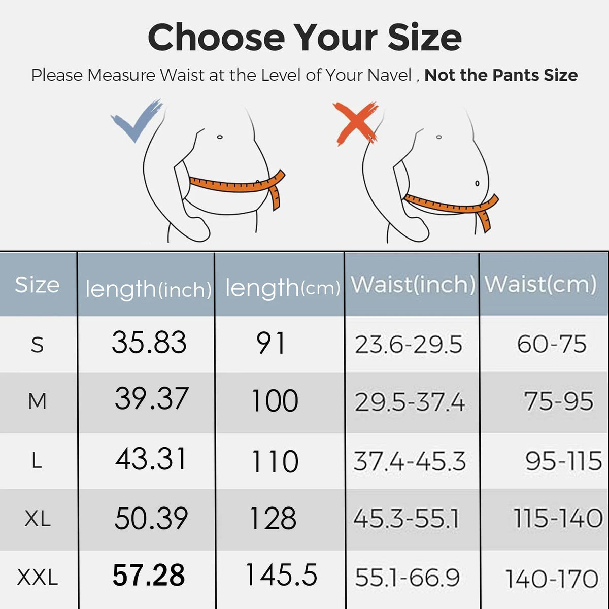 size chart guide for choosing the correct adjustable lumbar support belt waist measurements