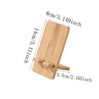 adjustable wooden phone stand size guide diagram showing height width and slot measurements