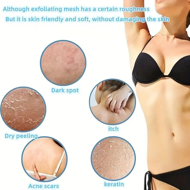 african exfoliating sponge before and after skin comparison showing body scrub results for smooth glowing skin