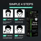 Alcohol-Free Nose Cleaning Patches simple 4-step application infographic for safe fragrance-free skincare routine
