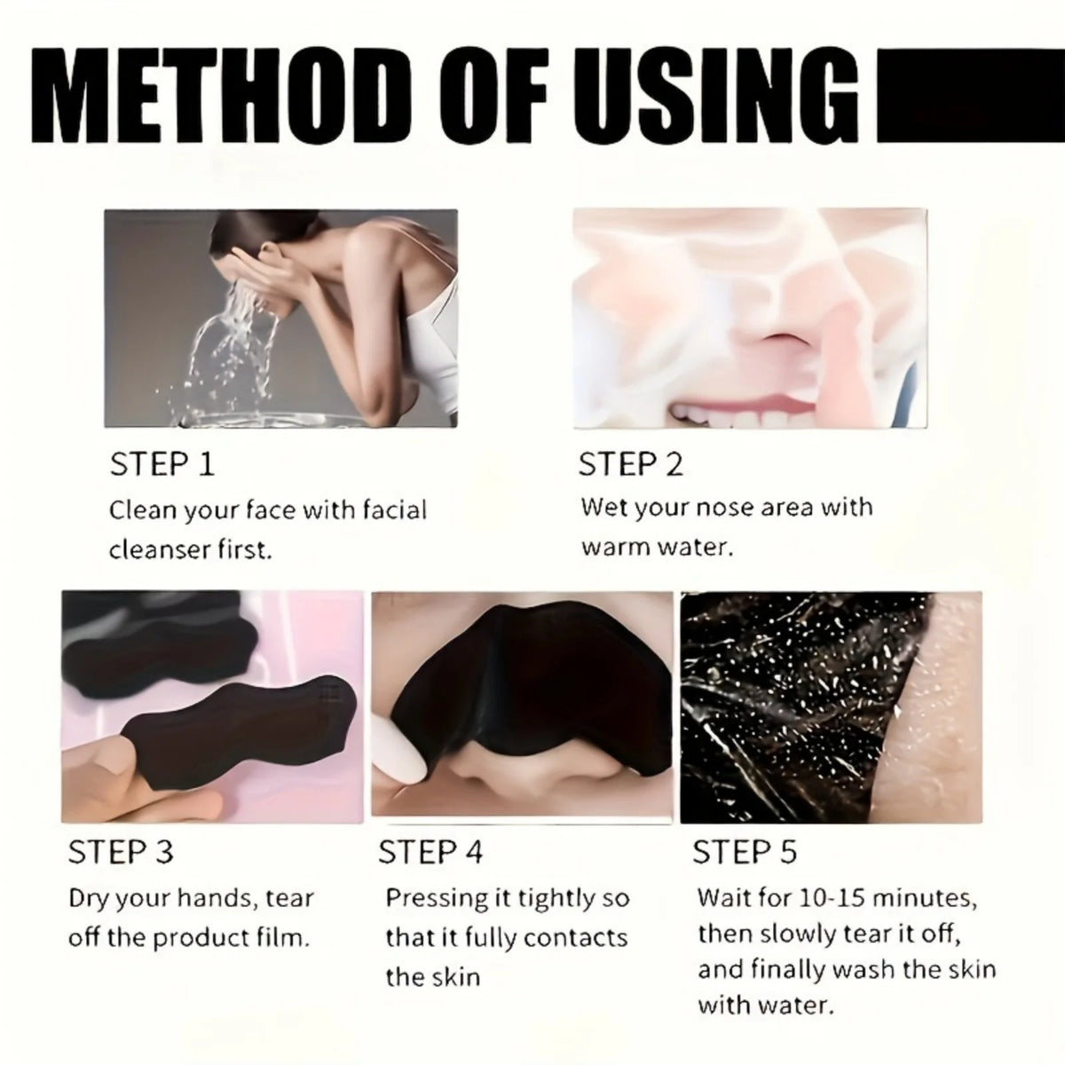 Alcohol-Free Nose Cleaning Patches step-by-step usage guide for safe and effective blackhead removal