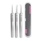 stainless steel blackhead clip tweezers set for hygienic nose pore cleaning and facial acne extraction