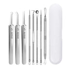 blackhead clip tweezers set inside metal storage box for extracting blackhead from nose deep pore cleaning