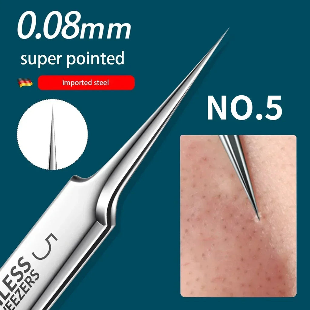 ultra fine blackhead clip tweezers 0.08mm precision tip extracting blackhead from nose for acne treatment