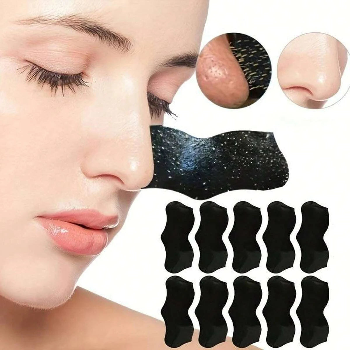 Blackhead Nose Patch being applied on nose for manual extraction of deep-seated dirt
