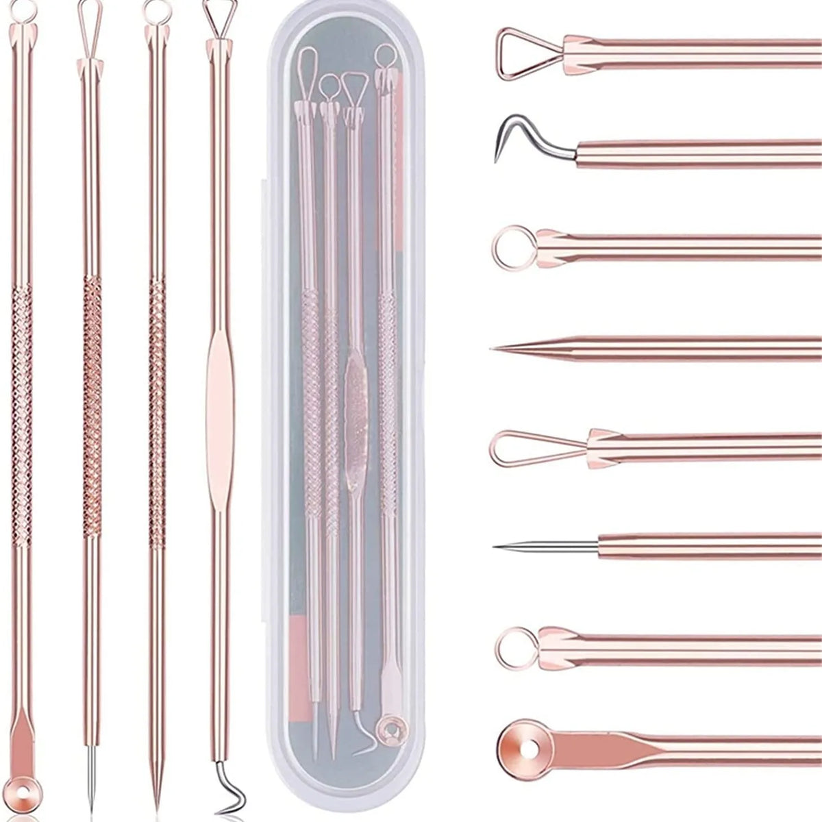 blackhead remover acne needle set inside storage case for extracting blackhead from nose deep pore cleaning