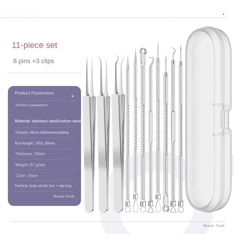 stainless steel blackhead remover kit tools for extracting blackhead from nose and facial pore cleaning