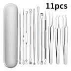 blackhead remover kit 11-piece set with protective metal case for clean nose pore extraction and travel hygiene