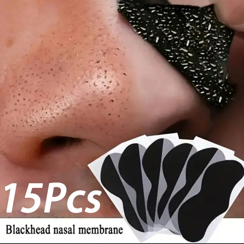 Blackhead Remover Nose Patches 15-piece value pack with application view for soothing skincare treatment