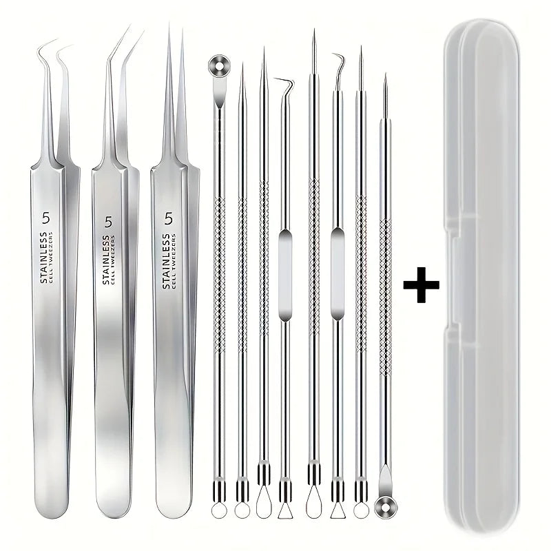blackhead remover tweezers kit with precision tools for extracting blackhead from nose for deep pore cleaning