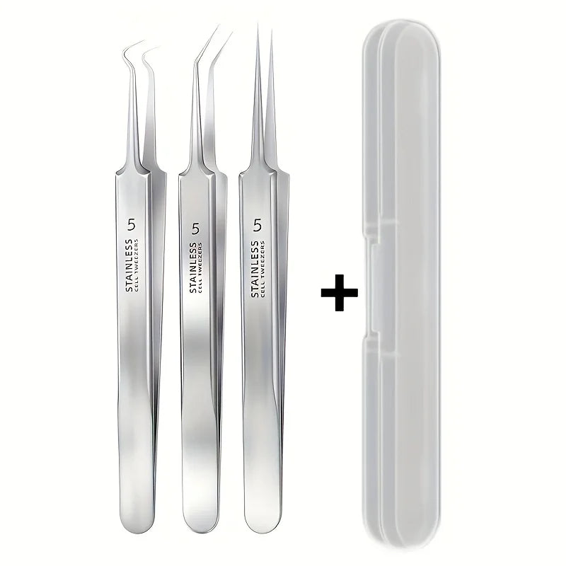 stainless steel blackhead remover tweezers set for hygienic nose pore cleaning and facial acne extraction