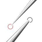 Blackhead tweezers holding angle for steady ergonomic grip during facial acne extraction.