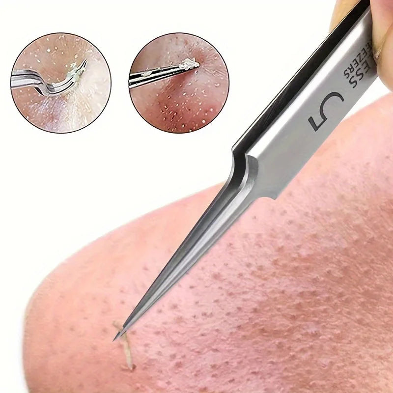 Blackhead tweezers extracting skin impurities with precision tip for clear pore facial care. Main image