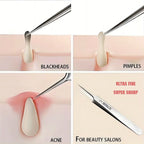 Blackhead tweezers durable stainless steel facial skin tool for hygienic pore cleaning.