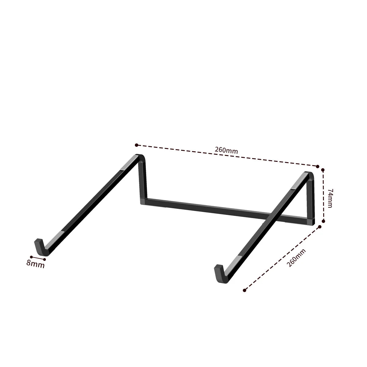Compact folding black metal laptop stand structure for desk Main image