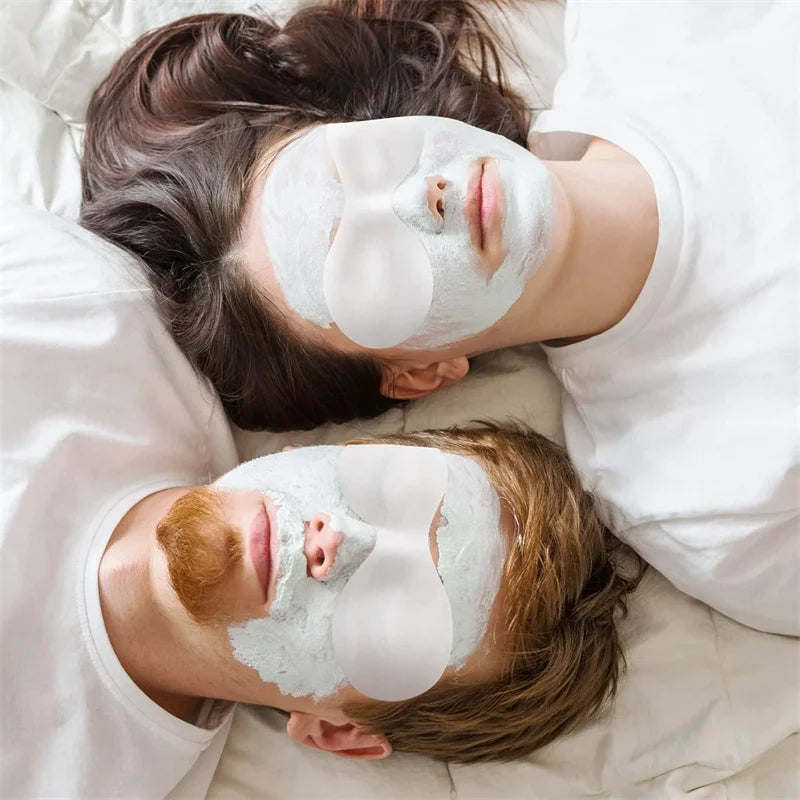 disposable eye mask paper applied alongside full facial sheet mask for complete home spa skincare