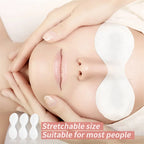 disposable eye mask paper used on model during relaxing facial spa treatment for eye skin hydration