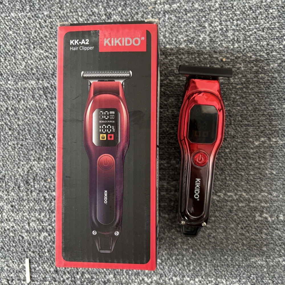electric hair trimmer stored in protective foam gift box with accessories for men beard care
