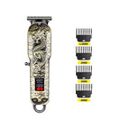 vintage gold carved electric hair trimmer with three guide combs for professional hairline detailing