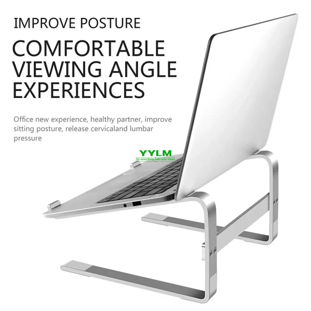 Ergonomic aluminum laptop riser for comfortable viewing angle experience