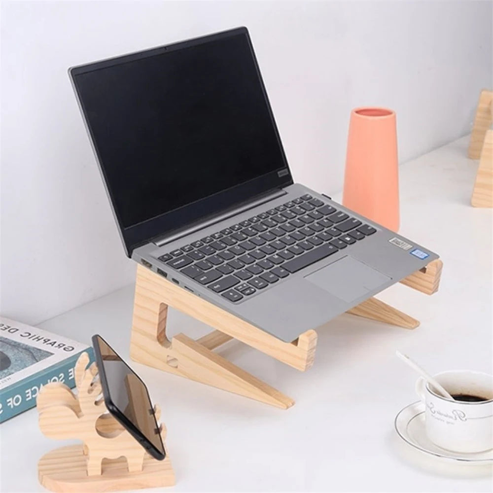 Universal Wooden Laptop Holder Detachable Cooling Stand 10-17 Secondary image