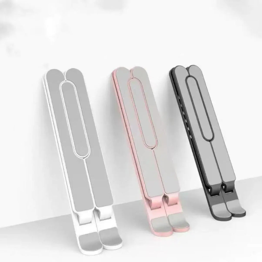 Foldable laptop stand available in multiple colors for desk setup