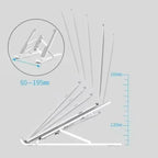 Adjustable foldable laptop stand height angle positions diagram