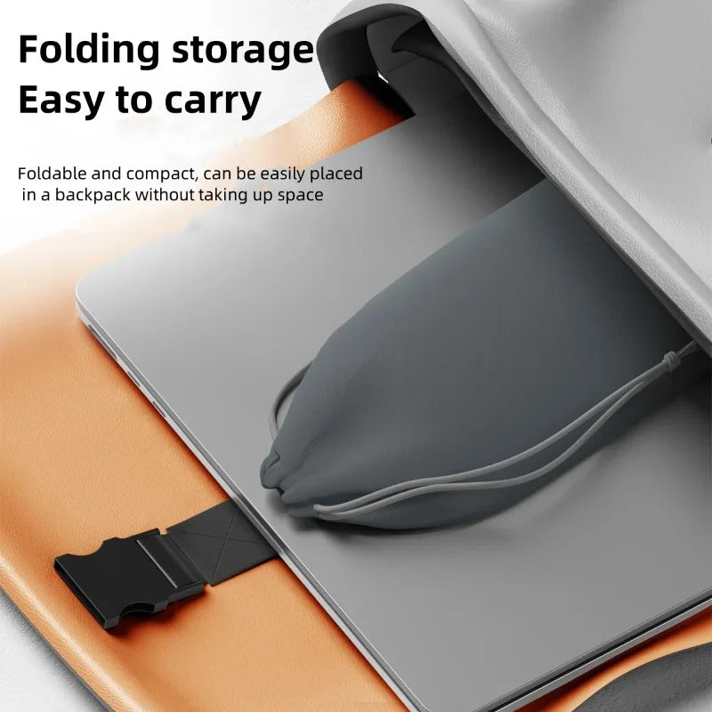 Folding storage laptop stand easily fitting into a carrying pouch