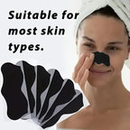 Gentle Nose Care Patches black strip set with model application suitable for all skin types
