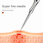 German Acne Blackhead Removal Needle micro fine tip skin penetration diagram for extracting stubborn pimples and blackheads