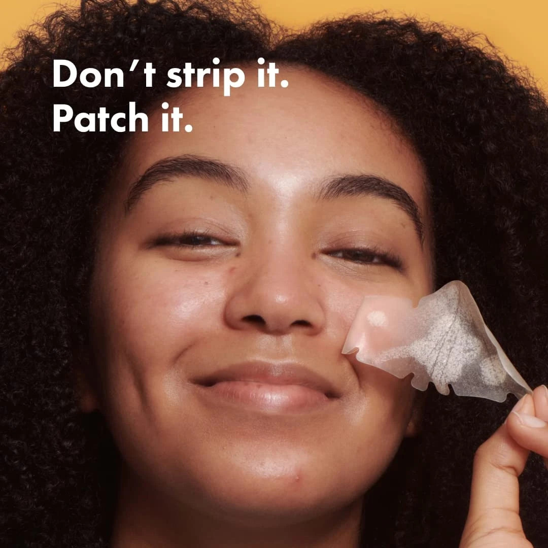 Hydrocolloid Nose Strips applied on female nose for smooth skin texture and clear pores