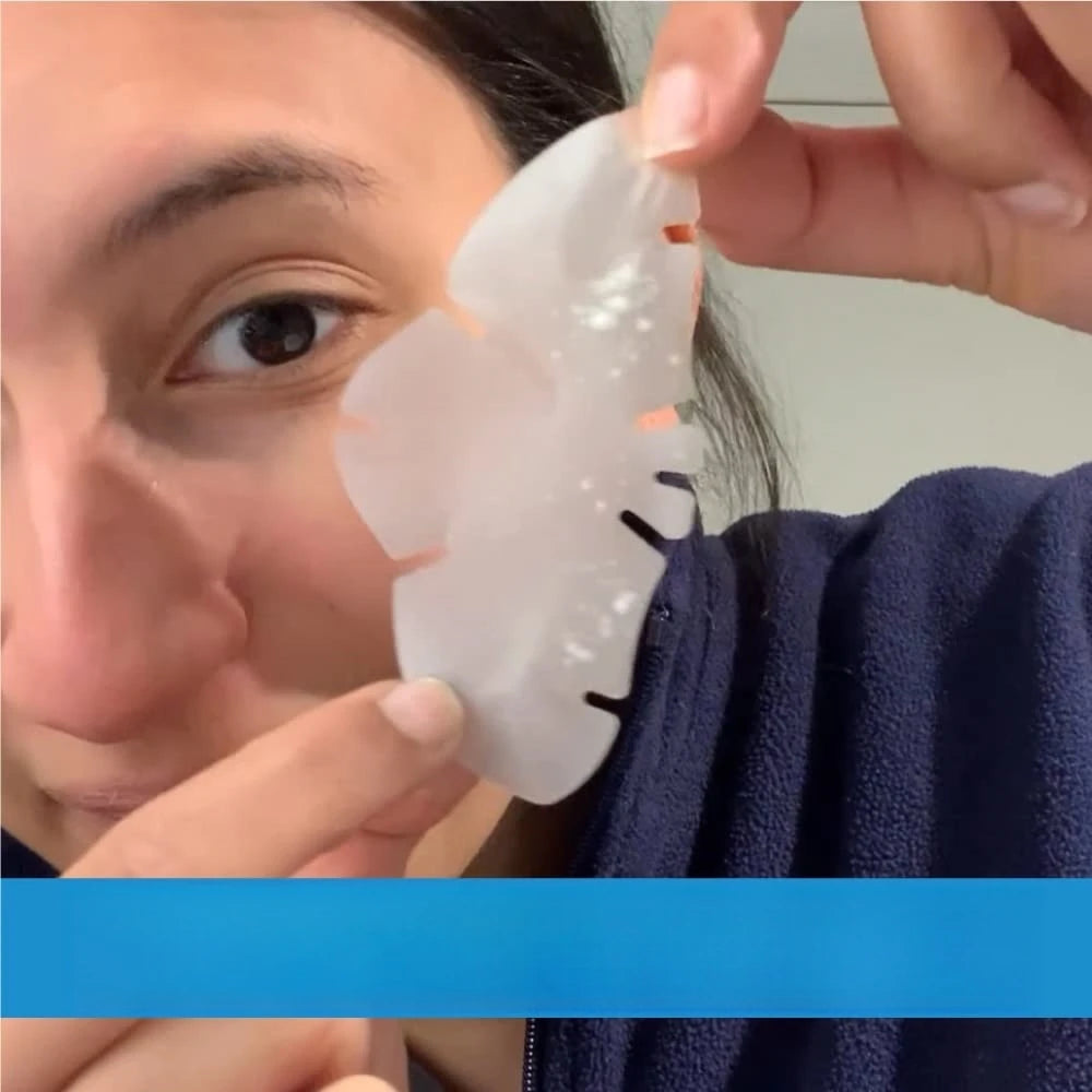 Hydrocolloid Nose Strips peel-off action closeup for painless impurity extraction without skin irritation