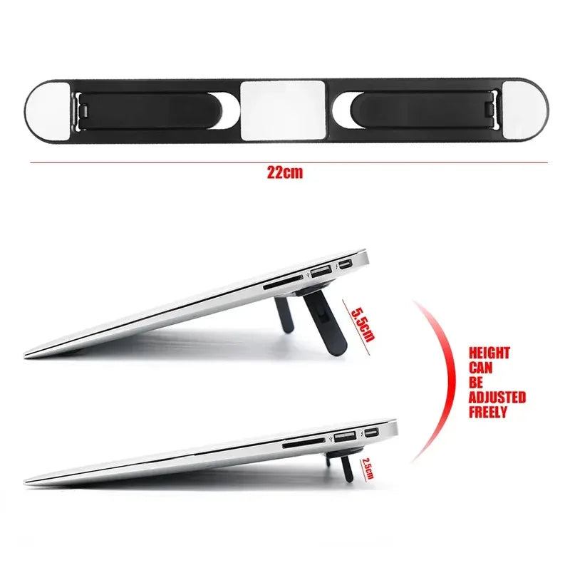 Portable and compact invisible laptop stand held in hand