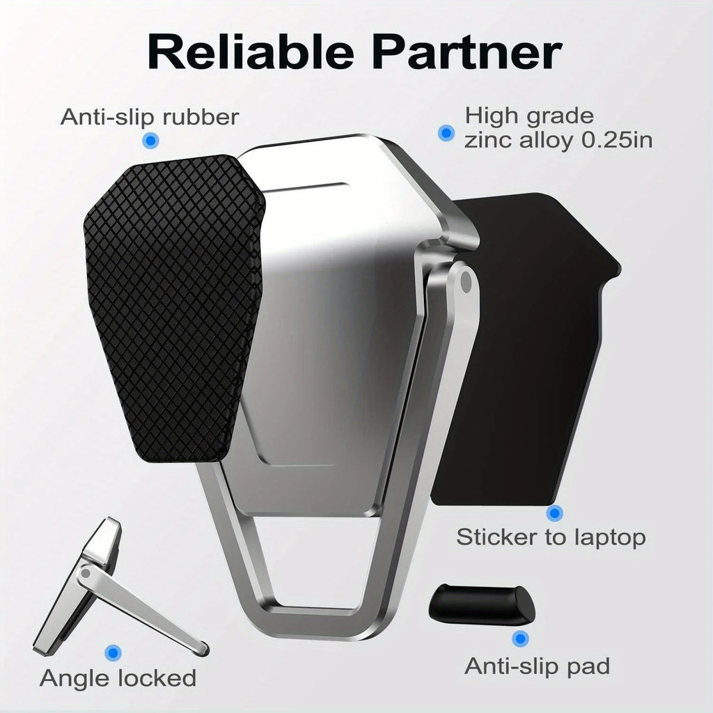 Invisible laptop stand attached to laptop bottom for steady support and sleek design