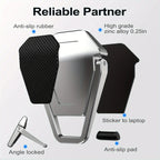 Invisible laptop stand attached to laptop bottom for steady support and sleek design