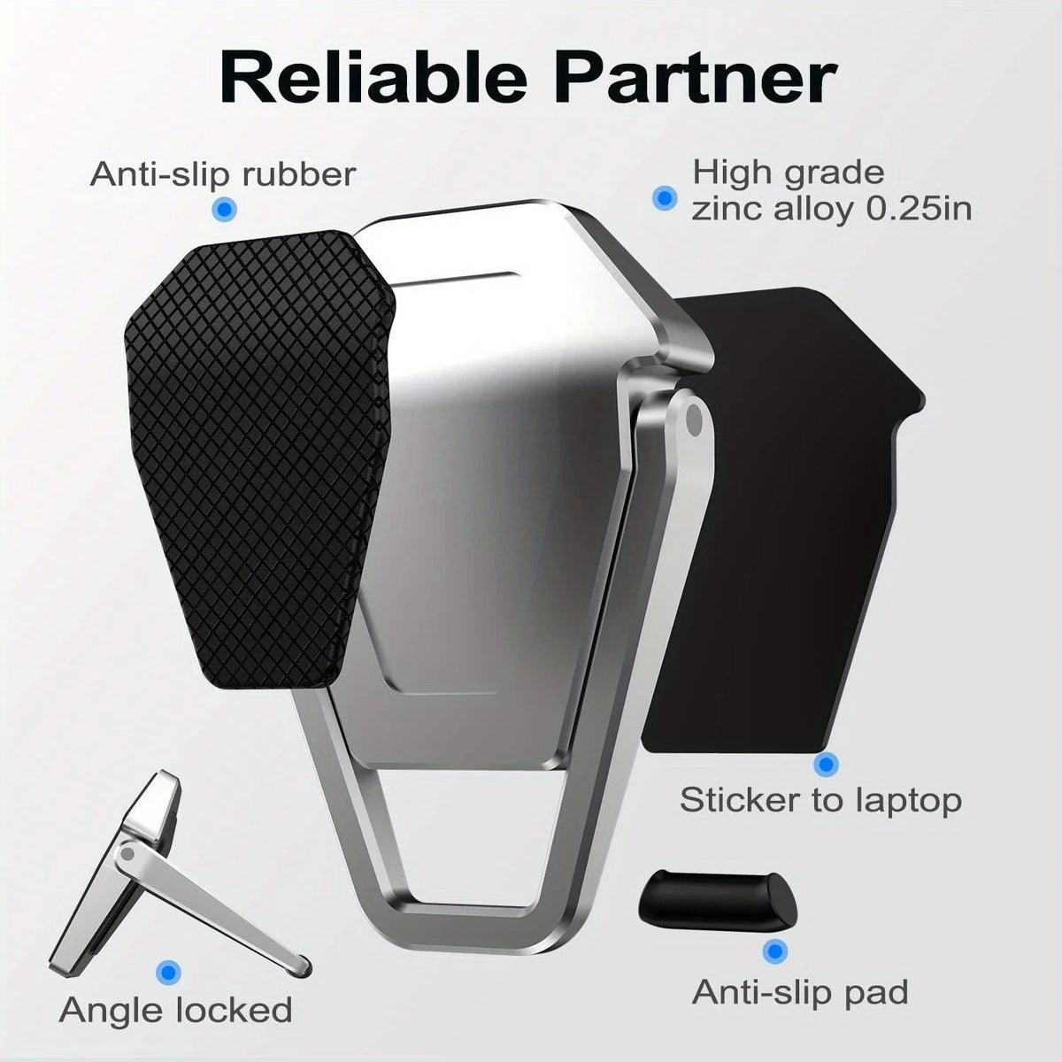 Invisible laptop stand attached to laptop bottom for steady support and sleek design