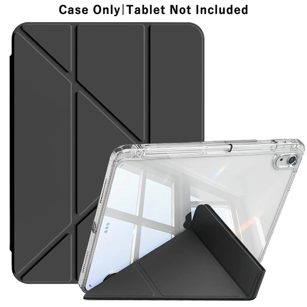 ipad case for apple ipad in classic black with clear protective back cover for travel and work