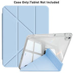 ipad case for apple ipad in sky blue folded into sturdy desktop stand for typing and sketching