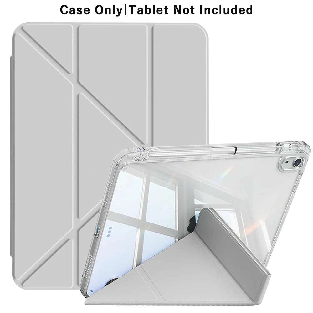 ipad case for apple ipad in sleek grey finish featuring slim flip cover and clear back plate