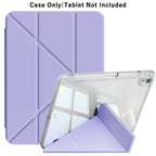 ipad case for apple ipad in pastel purple standing upright with transparent shockproof back