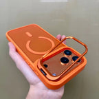orange iphone 18 pro max case with foldable camera ring kickstand for hands free viewing